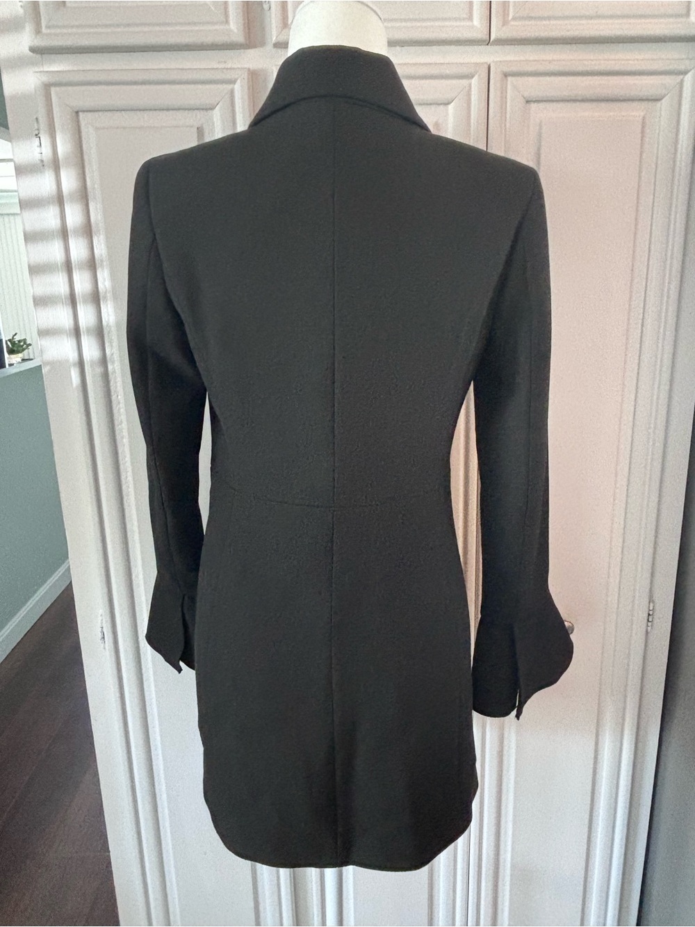 Zara Black Ruffle Cuff Coat sz S - Picture 2 of 14